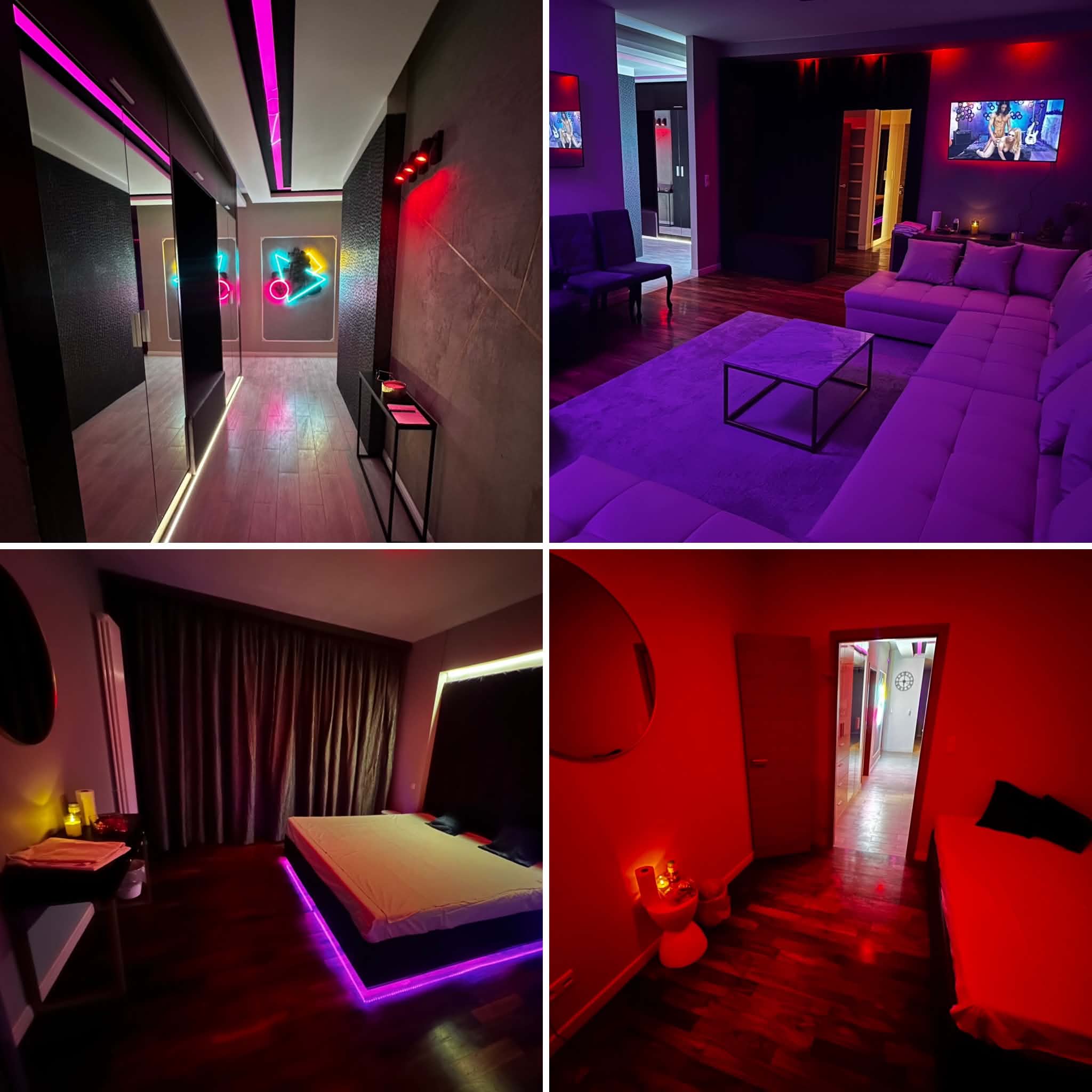 Apartament Warszawa — salon, sypialnia i korytarz